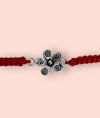 The Nirosha  Silver Rakhi (Red)