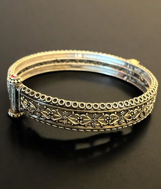 The Tapti Silver Designer Filigree Bracelet-Single (Oxidised/Size /2.2/2.4/2.6/2.8)