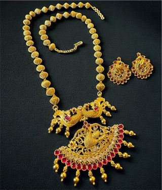 The Manthan Silver Bridal Peacock Necklace & Earrings