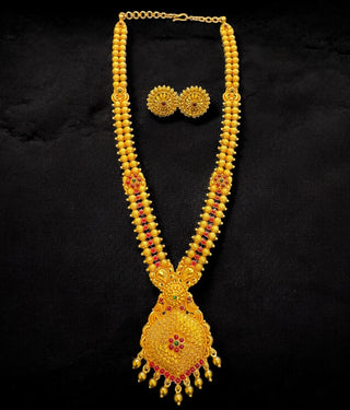 The Taraka Silver Long Filigree Peacock Necklace & Earrings