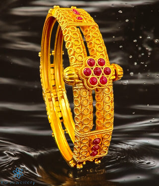 The Aanya Silver Coorgi Bangle-Single (Red/Two Layer /Size/2.2/2.4/2.6/2.8)