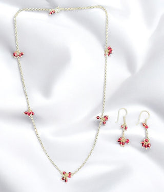 The Suhana Silver Coral Necklace & Earrings