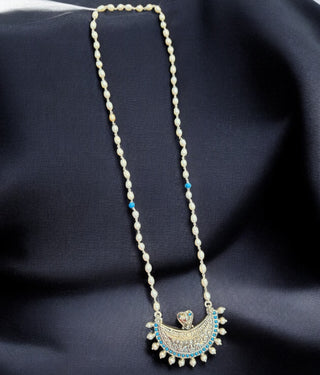 The Anavila Pearl & Turquoise Kokkethathi Silver Necklace & Earrings