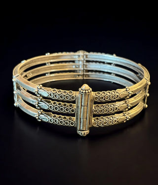 The Sharanya Ornate Silver Bracelet-Single (Oxidised/Size /2.2/2.4/2.6/2.8)