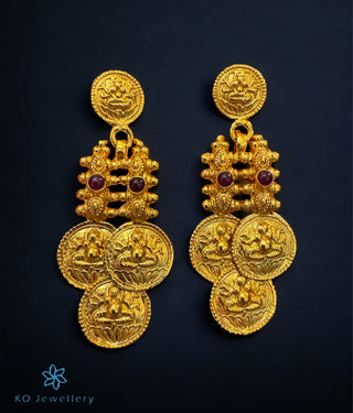The Varna Antique Silver Lakshmi Coin Earrings