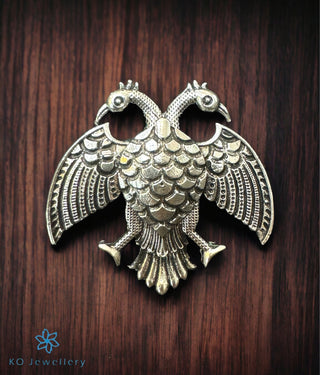 The Dvirupa Gandaberunda Silver Pendant/Tie-Pin (Small/Oxidised)