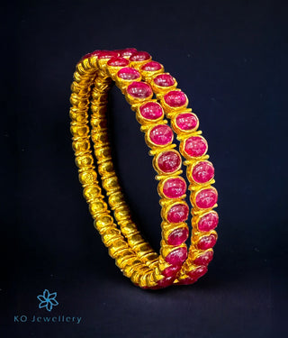 The Arunima Silver Kemp Bangle -Single(Red/Size 2.2/2.4/2.6/2.8)