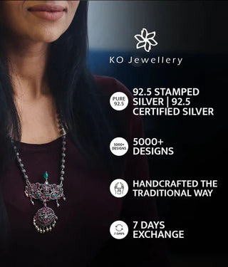 The Meghana Silver Navaratna Chand Bali (Bright Silver)