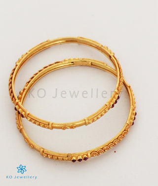 The Ruhi Silver Kempu Bangle- Single (Size/2.2/2.4/2.6/2.8)