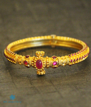 The Aaratrika Silver Kempu Bracelet- Single (Red/Size 2.2/2.4/2.6/2.8)