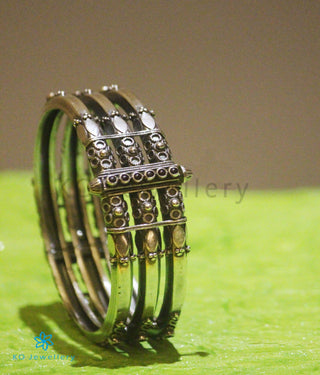 The Kumud Silver Coorgi Bracelet-Single (Three layers/Oxidised/Size 2.2/2.4/2.6/2.8)