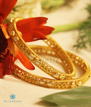 The Rasodbhava Silver Pearl Bangle- Single (Size 2.2/2.4/2.6/2.8)