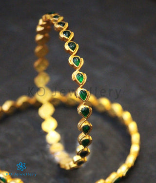 The Piyali Silver Green Kempu Bangle- Single (Size 2.2/2.4/2.6/2.8)