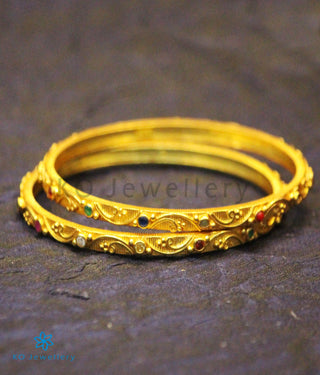 The Rachita Silver Navratna Bangle-Single (Size/2.2/2.4/2.6/2.8)