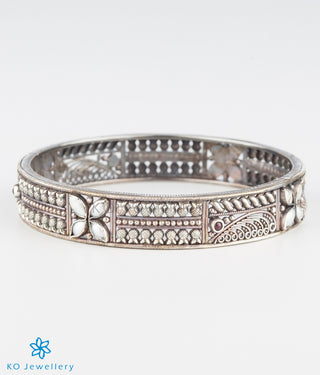 The Mithila Silver Pearl Bangle-Single (Oxidised/Size 2.2/2.4/2.6/2.8)