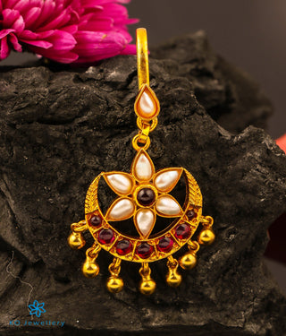 The Ajala Silver Bridal Maang Tikka (Pearl)