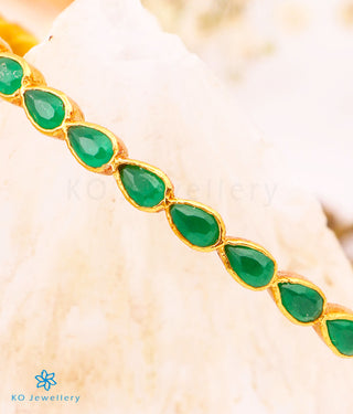 The Artava Silver Kempu Bangle- Single (Green/Size 2.2/2.6/2.4/2.8)