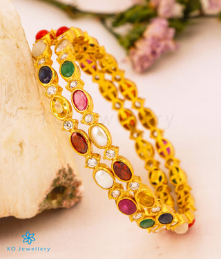 The Adviti Silver Navratna Bangle- Single (Size/2.2/2.4/2.6/2.8)