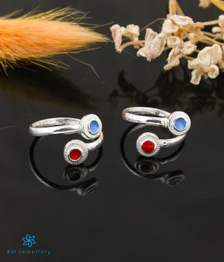 Nivit Silver Toe-Rings (Red)
