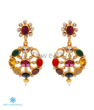 The Payal Silver Navratna Pendant & Earrings