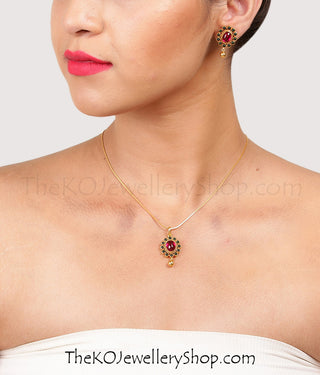 Tiny gold plated temple jewellery pendant for office wear