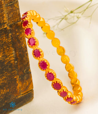 The Gaanvi Silver Oval Kemp Bangle-Single (Red/Size 2.2/2.4/2.6/2.8)