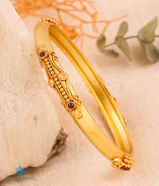 The Kumudini Antique Silver Coorgi Bangle-Single (Size 2.2/2.4/2.6/2.8)