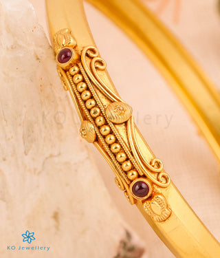 The Kumudini Antique Silver Coorgi Bangle-Single (Size 2.2/2.4/2.6/2.8)