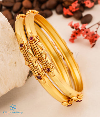 The Kumudini Antique Silver Coorgi Bangle-Single (Size 2.2/2.4/2.6/2.8)