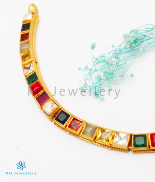 The Preksha Silver Navratna Necklace & Earrings