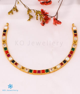 The Preksha Silver Navratna Necklace & Earrings