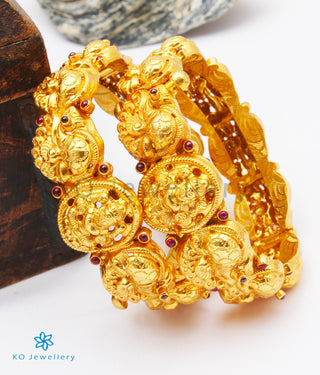 The Sindhura Silver Lakshmi Peacock Bracelet- Single(Size 2.2/2.4/2.6/2.8)