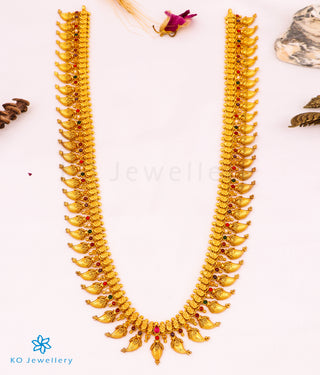 The Ananya Silver Navratna Long Mango Necklace/Waistbelt