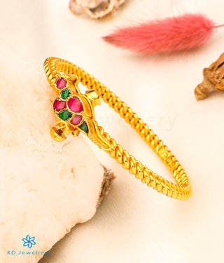 The Isha Antique Silver Golusu Bangle(Red/Green/Size 2.2/2.4/2.6/2.8)